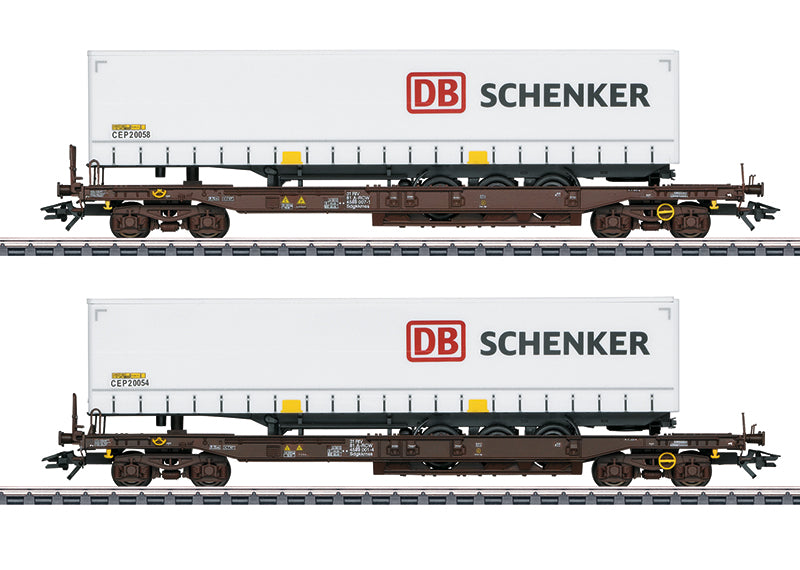 Marklin 47110 HO Rail Cargo Austria DB Schenker Deep Well Flat Car (Set of 2)