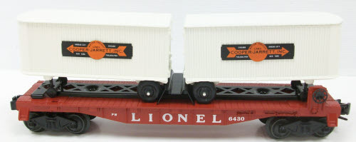 Lionel 6-39463 O Gauge PWC Flatcar with Cooper-Jarrett Trailers #6430