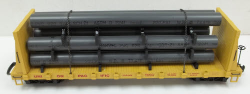 USA Trains 17602 G Union Pacific Yellow Flatcar with Pipe Load #102255