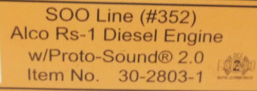 MTH 30-2803-1 SOO Line Alco Rs-1 Diesel Engine w/Proto-Sound 2.0 #352