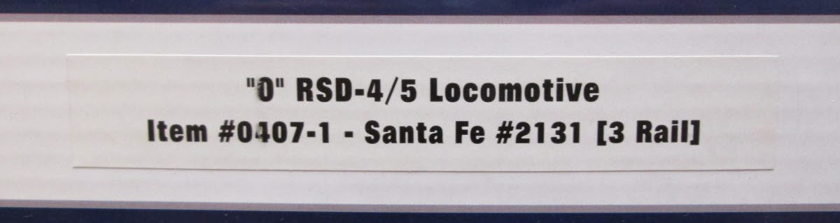 Atlas 0407-1 O Santa Fe RSD-4/5 Diesel Locomotive #2131 - 3-Rail