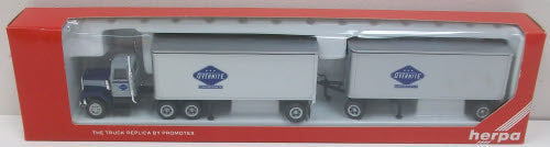Herpa 6053 HO Promotex Overnite GMC General Double Tractor Trailer