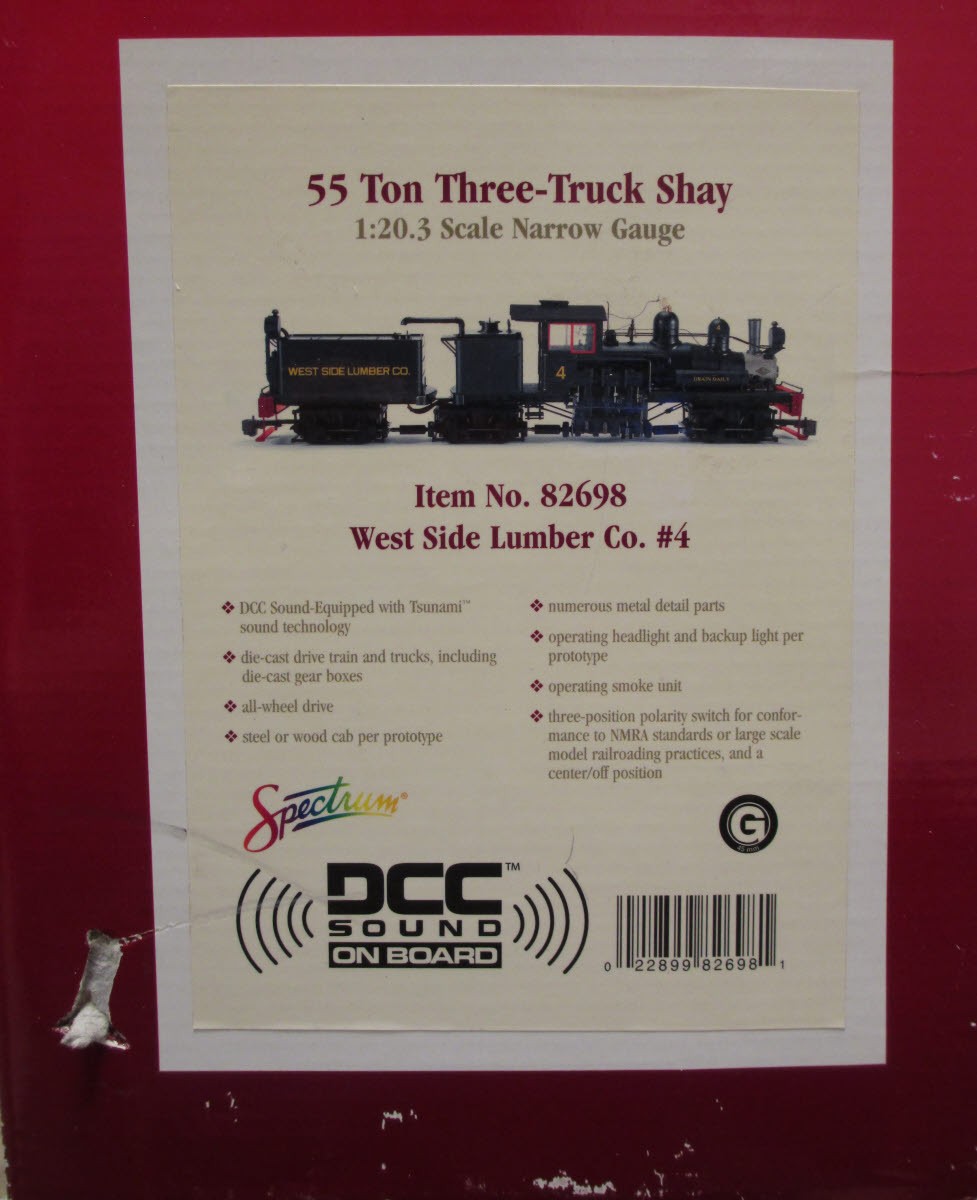 Bachmann 82698 West Side Lumber Co. 55 Ton Shay Locomotive