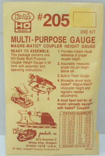 Kadee 205 HO Scale Coupler Height & All Metal Multi-Purpose Gauge