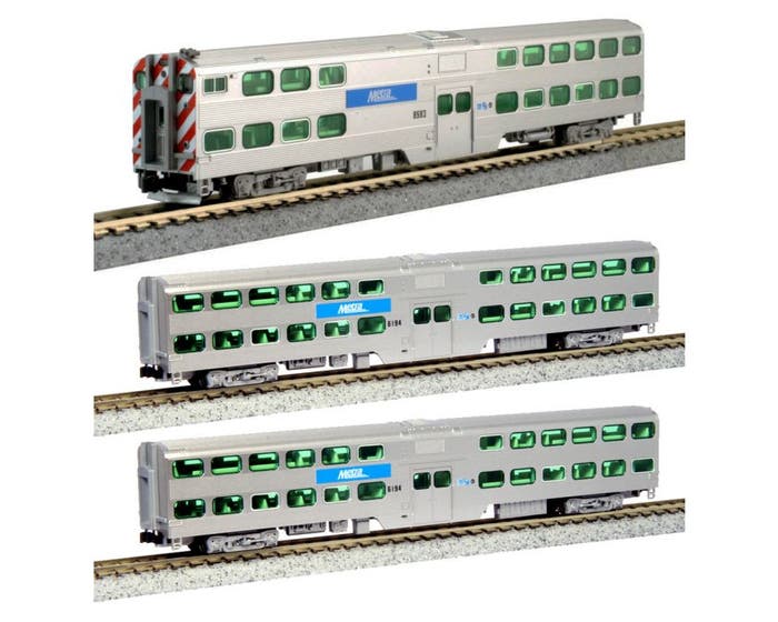 Kato 106-8703-DCC N Chicago Metra Gallery Bi-Level Coach (Set of 3
