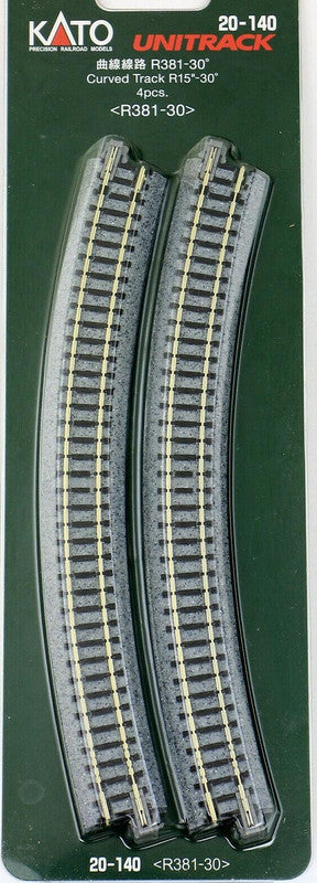 Kato 20-140 N Scale 15" Radius 30° Curved Track (Pack of 4)