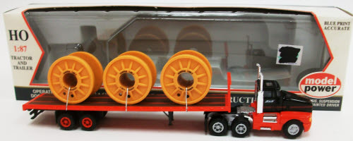 Model Power 19002 HO D&S Tractor with Flat Car & Cable Load