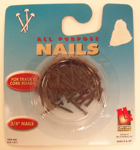 Life Like 1411 HO 3/4" Track Nails for Cork