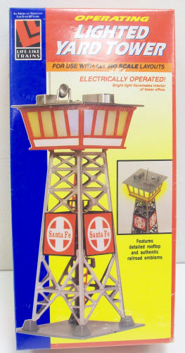 Life Like 8208 HO Santa Fe Lighted Yard Tower Operating Building