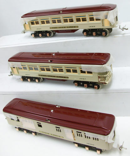 MTH 10-8046 O #1616 Beige/Maroon Passenger Car Set (Set of 3)
