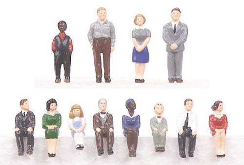 MTH 30-11016 O Scale Sitting & Standing Passenger Figure Set # 1 (Set of 12)