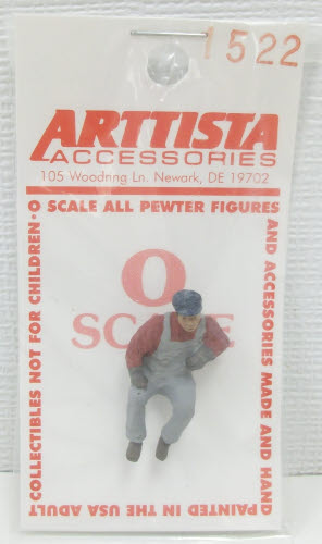 Arttista 1522 O Scale Fireman Leaning Out Window Pewter Figure Hand Painted