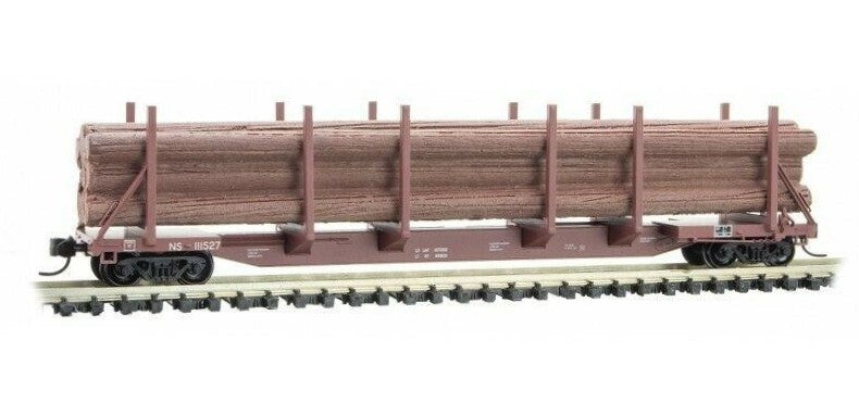 Micro-Trains 11500071 N Norfolk Southern 65' 100-Ton Log Car with Load #111527