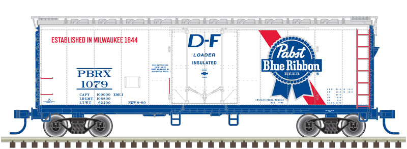 Atlas 2002361 O Pabst Blue Ribbon 2-Rail Trainman 40' Plug Door Box Car #1079