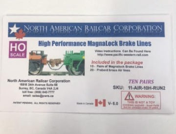 North American Railcar Corp. 11-AIR-10H-RUN2 HO Magnalock Brake Lines