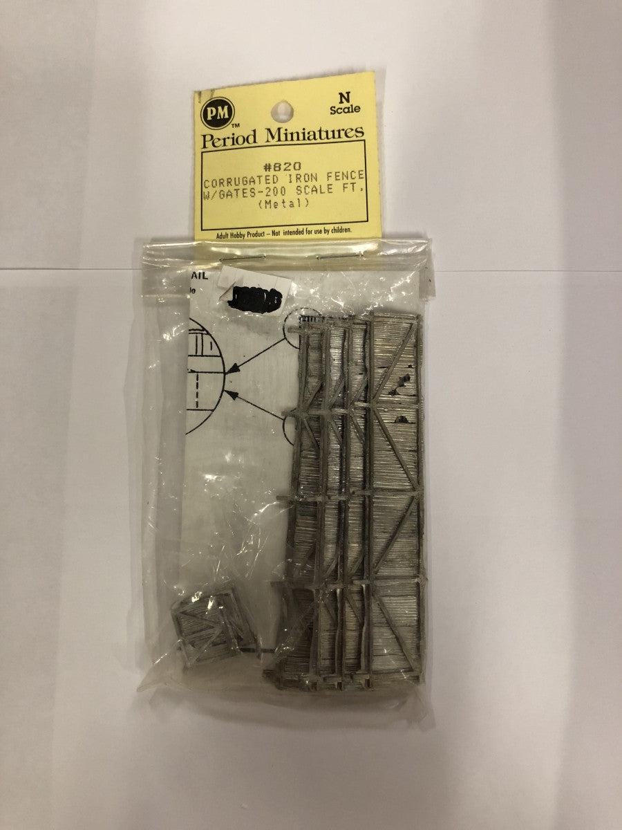 Period Miniatures 820 N Corrugated Iron Fence w/ Gates- 200 Scale Ft .Metal