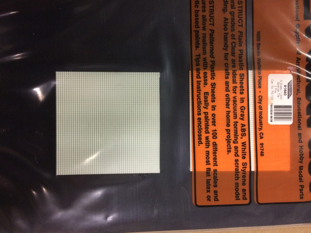 Plastruct 91640 N 3" x 3" Spanish Tile Sheet (Pack of 2)