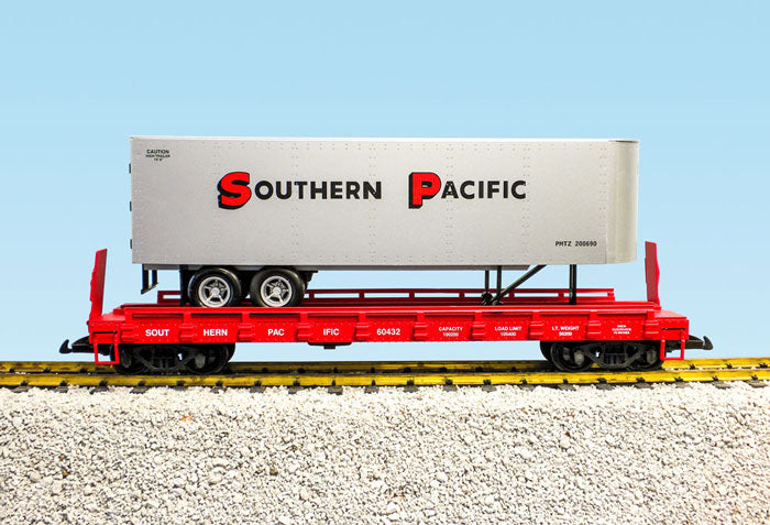 USA Trains R17042 G Southern Pacific Piggyback Silver/Red Flatcar with Trailer