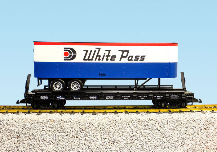 USA Trains R17043 G White Pass Piggyback Flatcar with Trailer