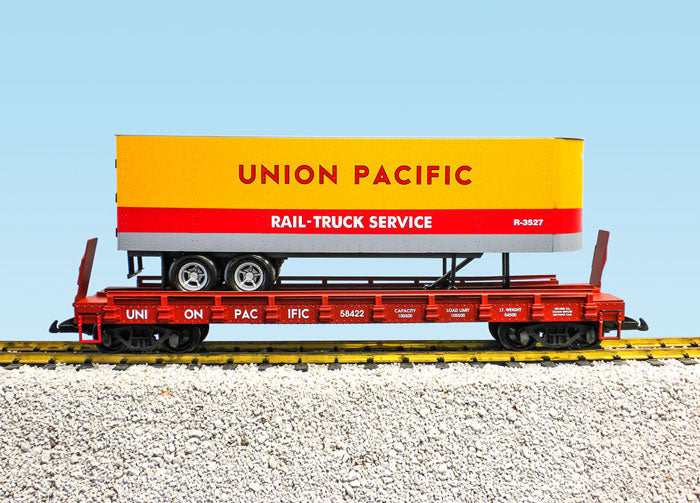 USA Trains R17044 G Union Pacific Piggyback Flatcar with Trailer
