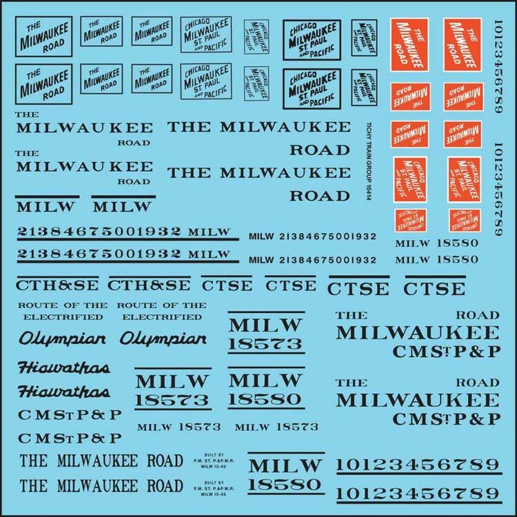 Tichy 10414 HO Milwaukee Black Road Roadname Decal Sheet Set