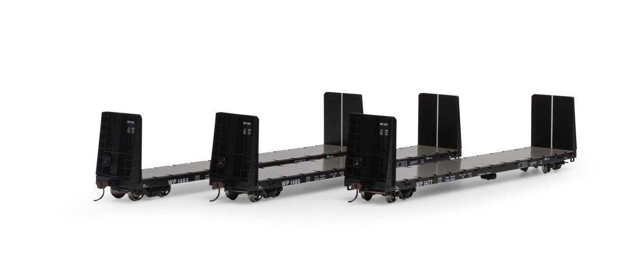 Athearn 17088 HO Western Pacific RTR 60' Bulkhead Flat Car (Set of 3)