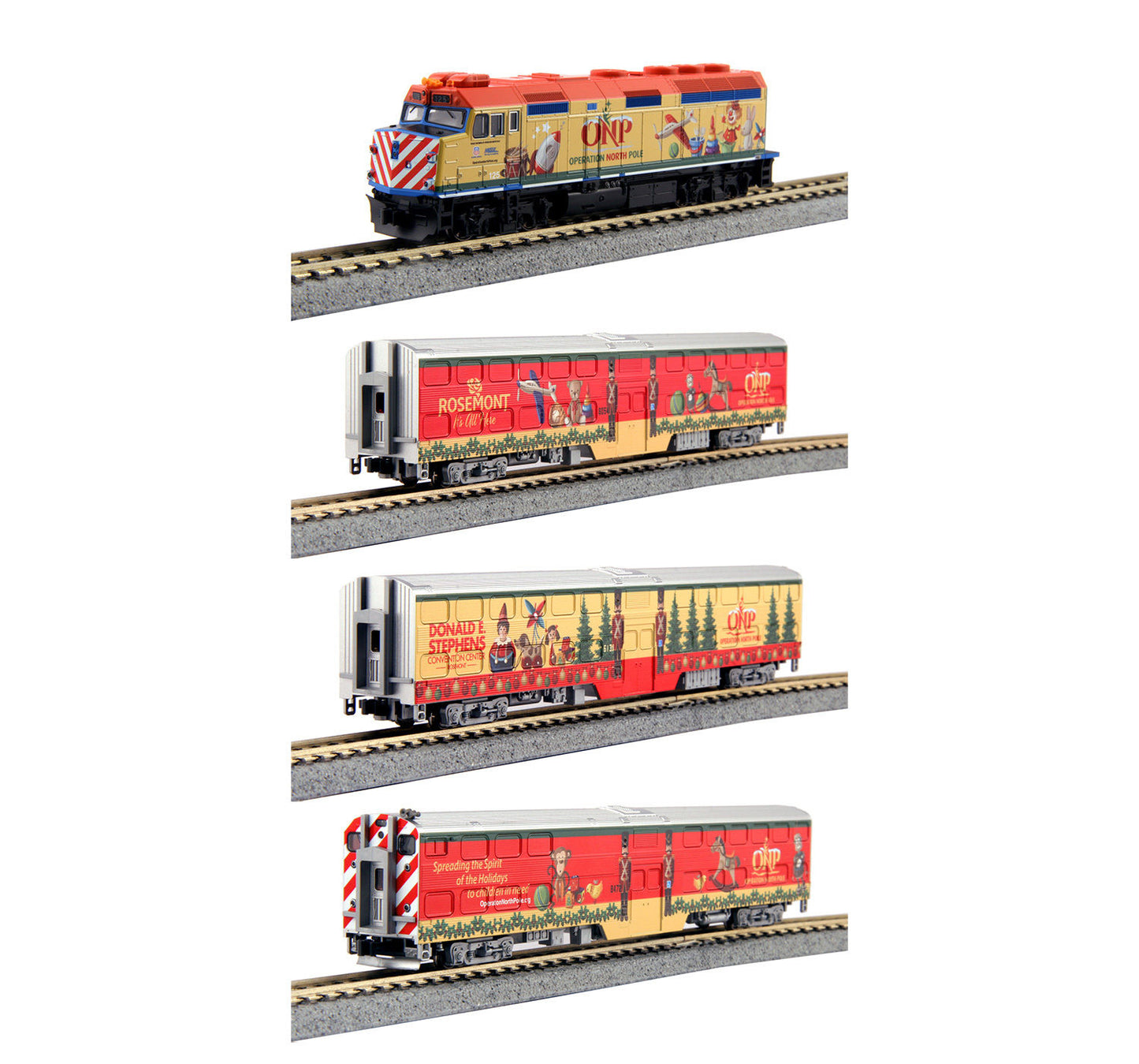 Kato 106-2015 Operation North Pole Christmas N Gauge Train Set (Set of 4)