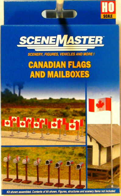 Walthers 949-4172 HO SceneMaster Canadian Flags & Mailboxes Kit (Set of 19)