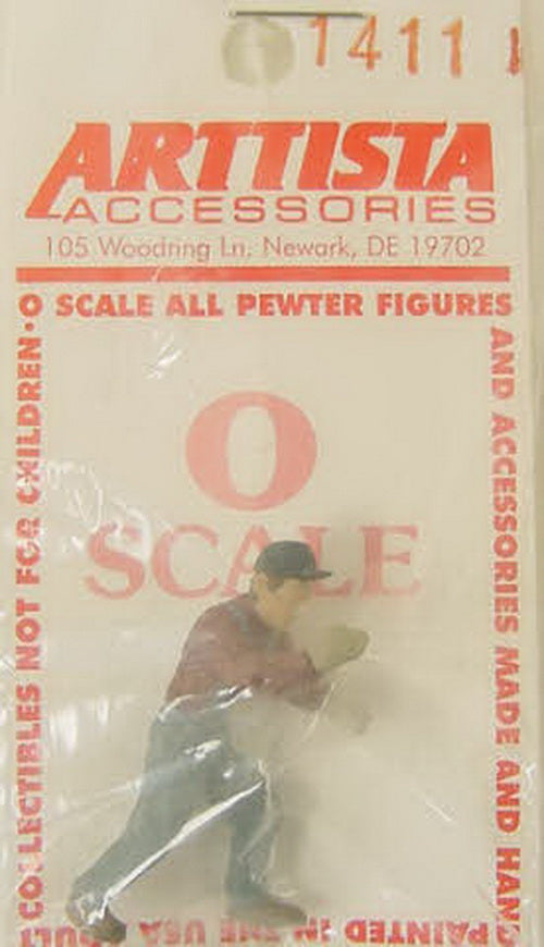 Arttista 1411 O Scale Tower Worker (Positioned to Throw a Switch) Pewter Figure