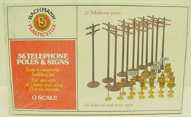 Bachmann 1931 O Plasticville Telephone Poles & Signs (Box of 36)