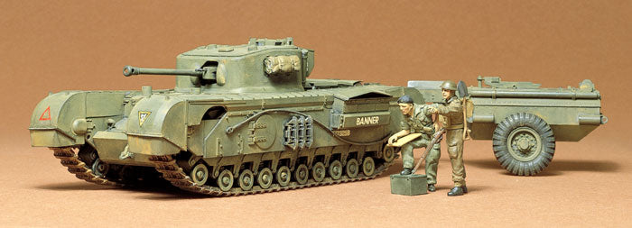 Tamiya 35100 1:35 Churchill/Crocodilew/Trailer & Crew Military Tank Model Kit