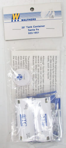 Walthers 933-1951 HO Scale Santa Fe 20' Tank Container Plastic Kit