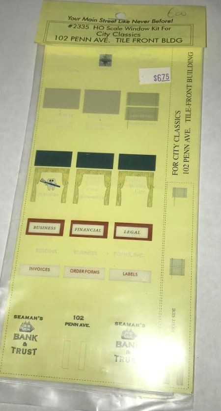 City Classics 2335 HO Window Kit for 102 Penn Ave. Tile Front Bldg.