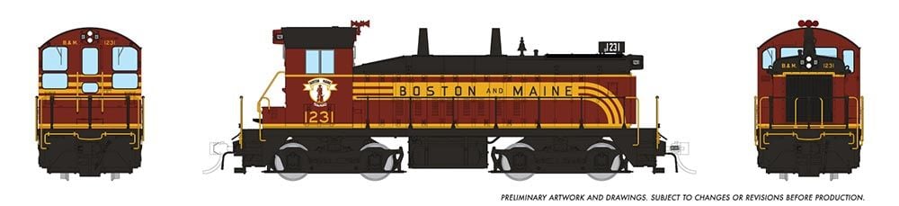 Rapido Trains 027069 HO Boston & Maine EMD SW9 Diesel Locomotive DC/Silent #1231