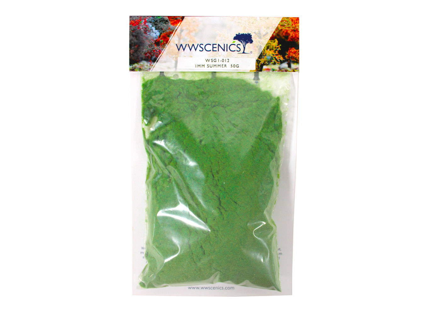 WWScenics WSG1-012 1mm Summer Green Static Grass - 50 g Bag