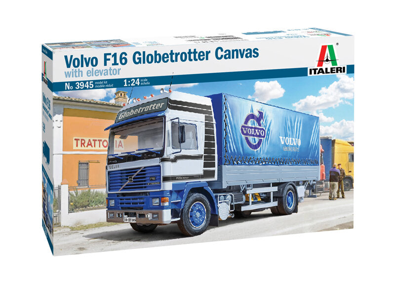 Italeri 3945 1:24 Volvo F16 Globetrotter Canvas Truck w/Elevator Plastic