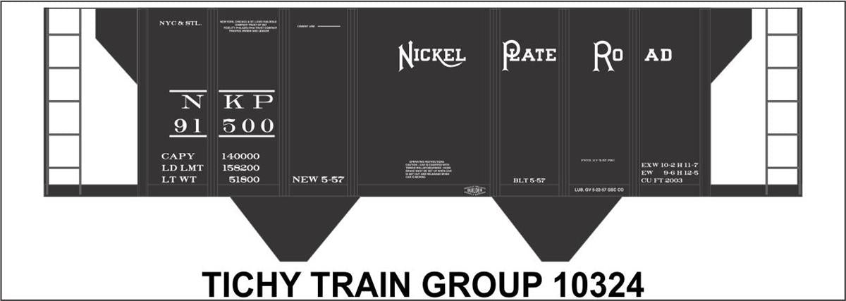 Tichy 10324 HO Nickel Plate Covered Hopper Decal Sheet