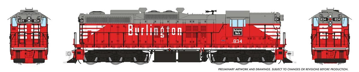 Rapido Trains 050223 HO Burlington EMD SD9 Diesel Locomotive DC/Silent #834