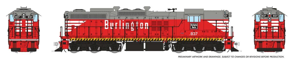 Rapido Trains 050624 HO Burlington EMD SD9 Diesel Locomotive DC/DCC/Sound #837