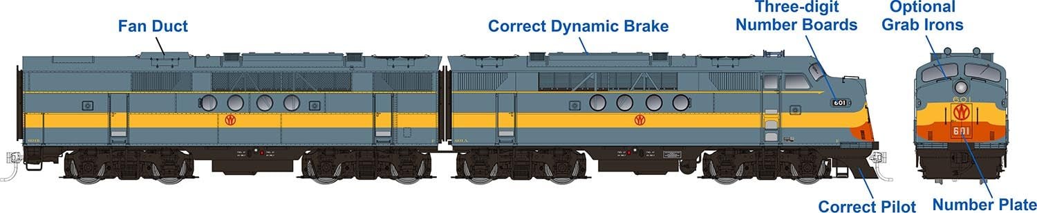 Rapido Trains 053026 HO NYO&W EMD FT A+B Diesel Locomotive #808A + 808B