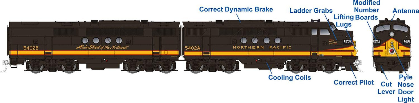 Rapido Trains 053028 HO NP EMD FT A+B Diesel Locomotive DC/Silent #5406A+ 5406B