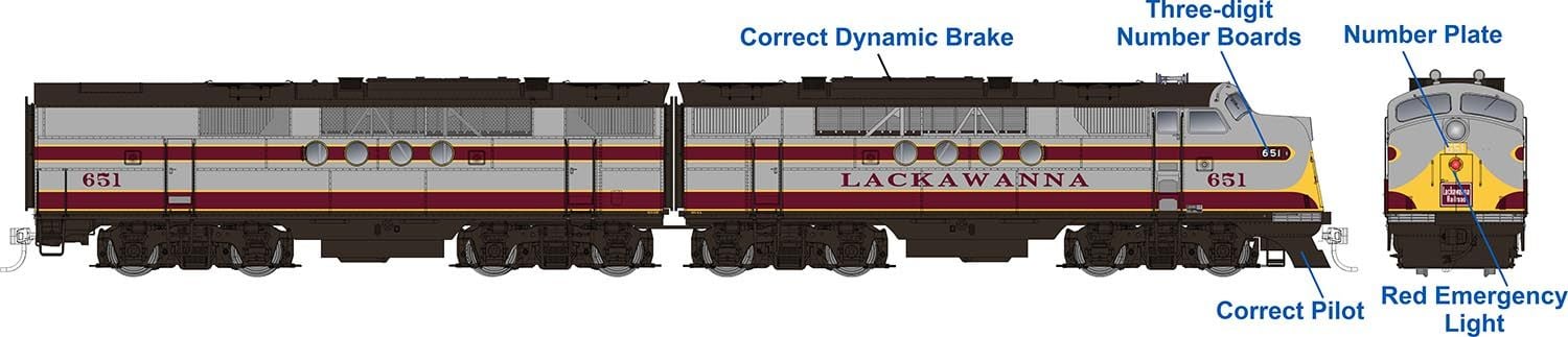 Rapido Trains 053520 HO Lackawanna EMD FT A+B Diesel Locomotive #654A + 654B