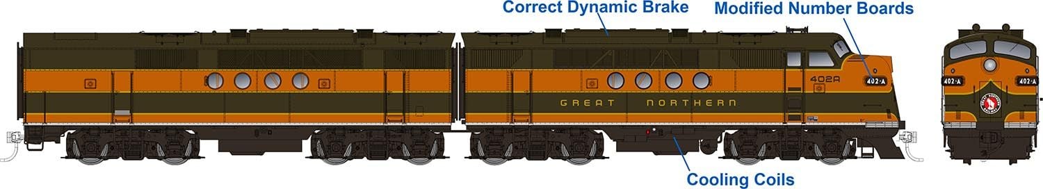 Rapido Trains 053522 HO GN EMD FT A+B Diesel Locomotive #408-C + 408-D