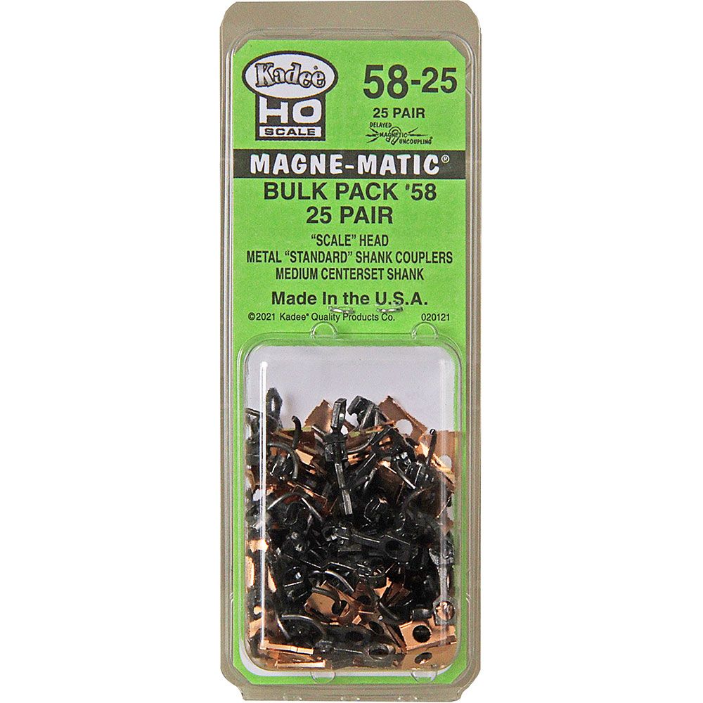 Kadee 58-25 HO #58 Magne-Matic Metal Couplers - Medium Centerset Shank