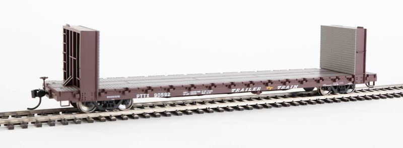 Walthers 910-5817 HO TT Brown RTR 60' Pullman-Standard Bulkhead Flatcar #90592