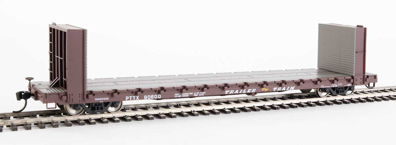 Walthers 910-5819 HO TT Brown RTR 60' Pullman-Standard Bulkhead Flatcar #90600