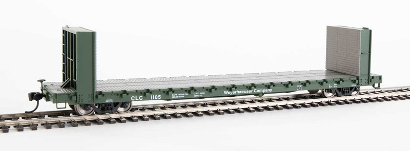 Walthers 910-5827 HO Weyerhaeuser RTR 60' PS Bulkhead Flatcar #1105