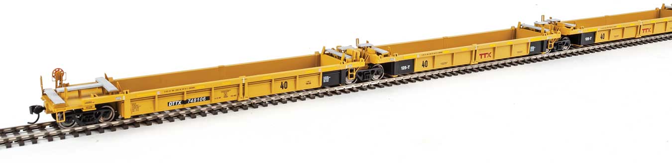 Walthers 910-55648 HO DTTX Yellow Thrall Rebuilt 40' Well Car #748106 (Set of 5)