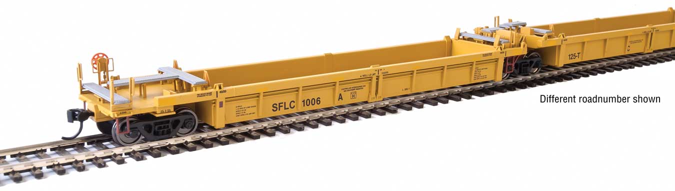 Walthers 910-55657 HO SFLC Yellow Thrall Rebuilt 40' Well Car #1027 (Set of 5)