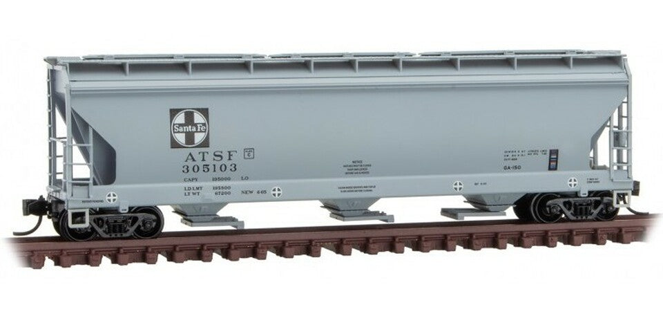 Micro-Trains 09400690 N ATSF 3-Bay Covered Hopper with Elongated Hatches #305103
